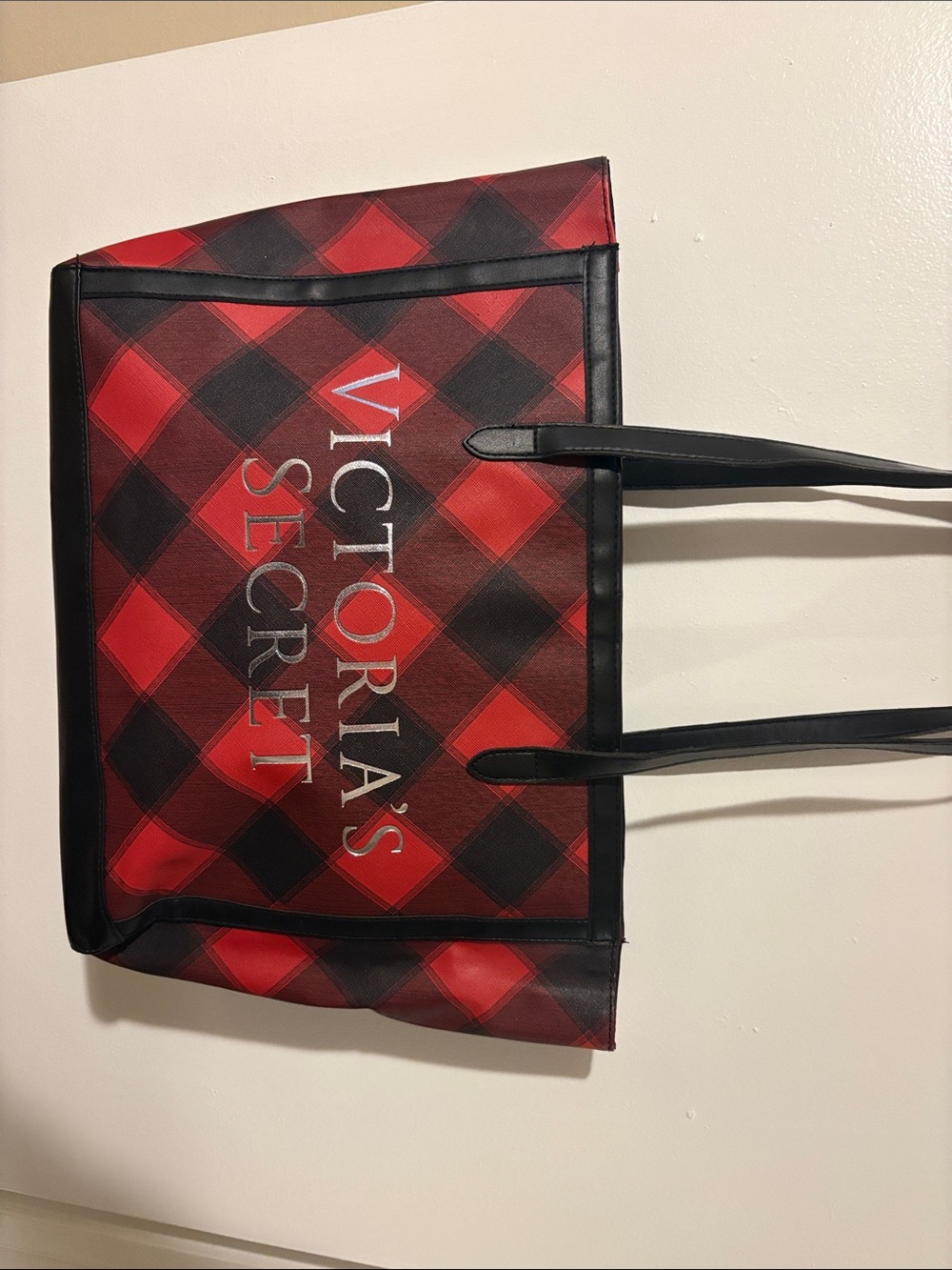 Victoria's Secret Red and Black Plaid Tote